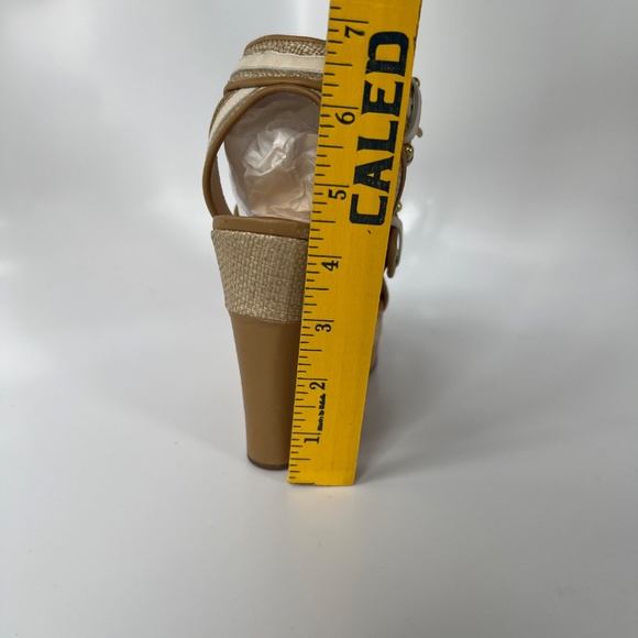 Coach Maralee Wedge Platform Raffia Tan/White  Sz 6B New - Picture 14 of 16